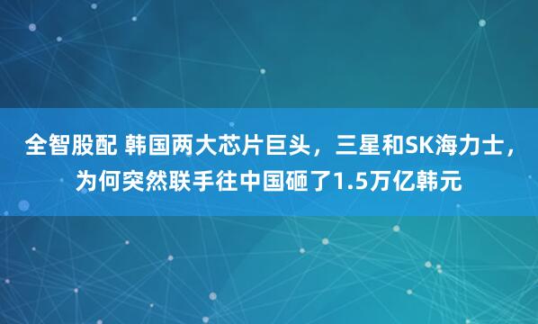 全智股配 韩国两大芯片巨头,三星和SK海力士,为何突然联手往中国砸了1.5万亿韩元